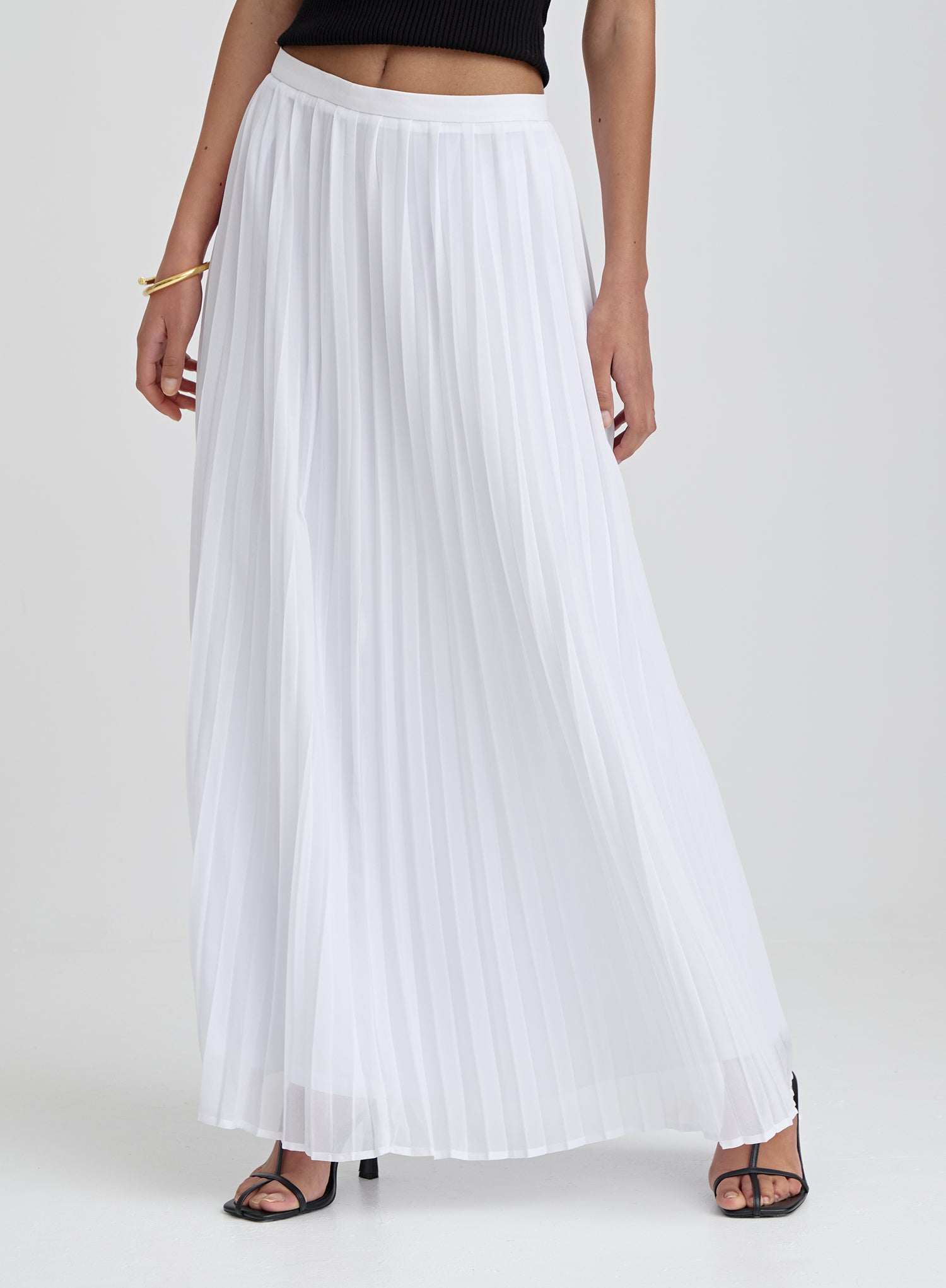 White Pleated Maxi Skirt